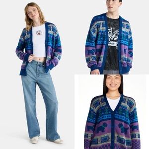 NWT Netflix Stranger Things Cardigan Sweater Fair Isle Retro Grandpa 80s Small